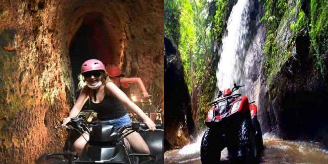 ATV Quad Bike through Tunnel and Waterfall in Bali